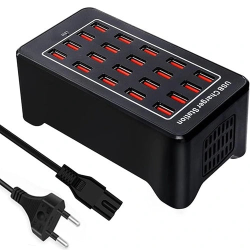 20-port multiple USB charging station