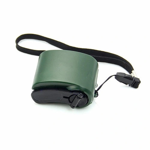 Hand crank emergency manual cell phone charger - khaki green